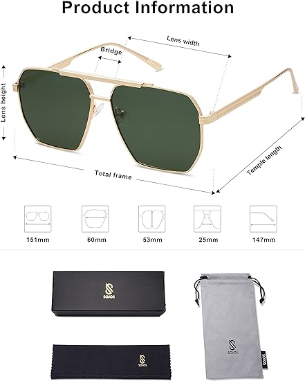 SOJOS Sunglasses: Retro Oversized Square Polarized  display picture 1